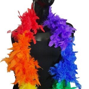 Rainbow Pride Feather Boa -Q
